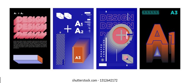 Abstract Geometric Collage Poster Design Template in Trendy vivid colors