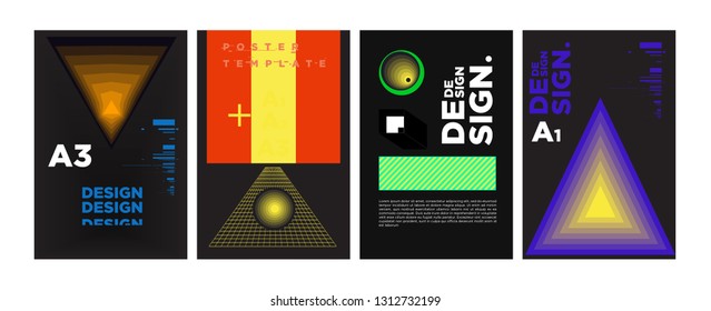 Abstract Geometric Collage Poster Design Template in Trendy vivid colors