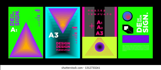 Abstract Geometric Collage Poster Design Template in Trendy vivid colors