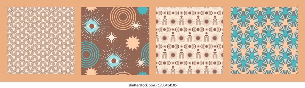 Abstract geometric collection of seamless patterns. Contemporary style. Modern design for paper, cover, fabric, interior decor and other users.