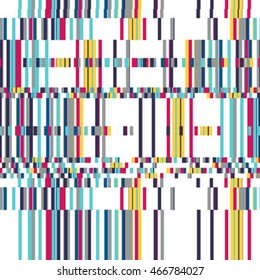 Abstract geometric color blocked pattern with lines, stripes, bricks, random geometric shapes. Vector seamless abstract print in op art style. Colorful bold textile design for summer fall fashion