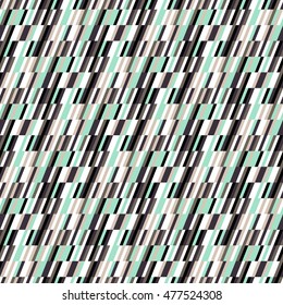 Abstract geometric color blocked pattern with lines, stripes, random colors, geometric shapes. Vector seamless abstract print in op art style. Colorful bold textile design for summer fall fashion