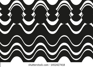 Abstract geometric color c oval shapes and wavy lines. Black and white color. Vector illustration