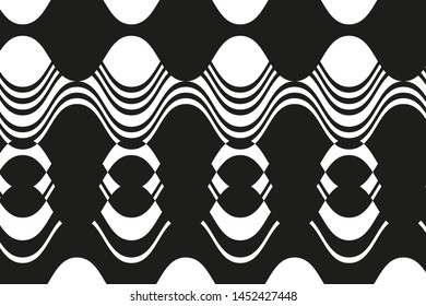 Abstract geometric color c oval shapes and wavy lines. Black and white color. Vector illustration
