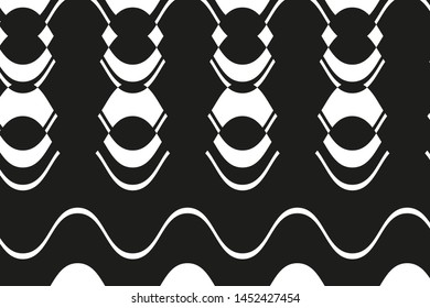 Abstract geometric color c oval shapes and wavy lines. Black and white color. Vector illustration