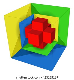 Abstract  geometric color cubes. Vector illustration.