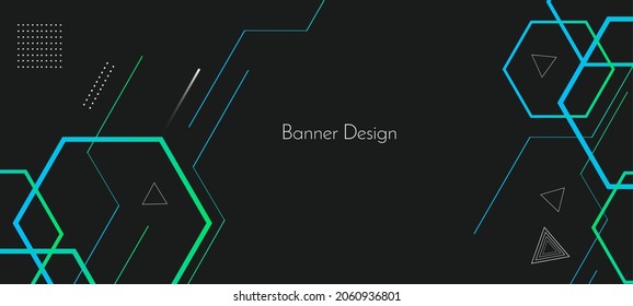 Abstract geometric color flowing lines decorative hexagonal design banner background vector