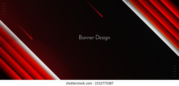 Abstract geometric color gradient red lines decorative design banner