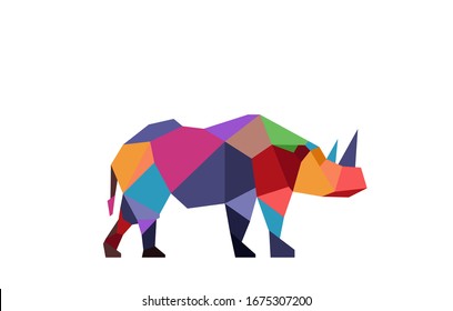 Abstract Geometric Color Rhino Vector Image