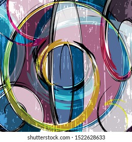 Abstract geometric colored background in the style of graffiti. Qualitative illustration for your design