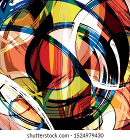 Abstract geometric colored background in the style of graffiti. Qualitative illustration for your design.