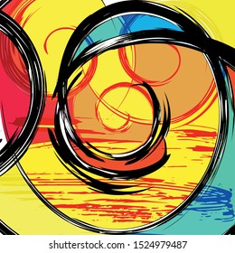 Abstract geometric colored background in the style of graffiti. Qualitative illustration for your design.