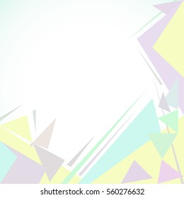 Abstract geometric colored background for your design, text or headline. Template with triangles, lines and white background.
