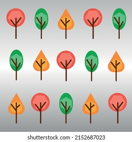 Resumen del patrón de iconos de árbol geométricos. Ilustración vectorial en diseño plano.