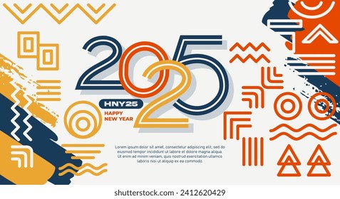 Abstract geometric colorful 2025 new year illustration background.