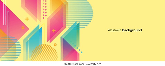 Abstract Geometric Colorful Background with Circle, Rectangle Shape and Shadow