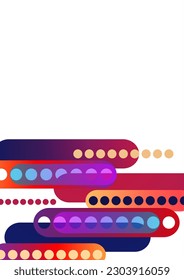 Resumen de fondo geométrico colorido con círculos, rectángulos redondeados. Patrón gráfico de formas simples. Ilustración del vector