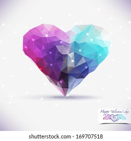 Abstract geometric colorful background heart shaped valentine.Triangular and Communication Background. Vector Illustration, Graphic Design Useful For Your Design.Your Valentine's Day gift for your.