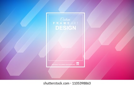 Abstrakter, geometrischer, bunter Hintergrund mit hohen gesättigten Farbverläufen und unterschiedlicher geometrischer Form mit Rahmenvorlage. Decken- oder Flyer-Layout mit freiem Textbereich.