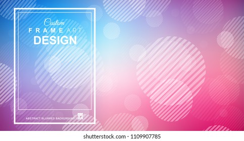 Abstract Geometric colorful background with high saturated gradients and different geometrical shape with frame template. Cover or Flyer layout with free space for text.