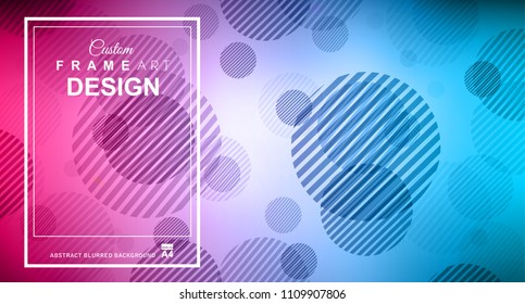 Abstract Geometric colorful background with high saturated gradients and different geometrical shape with frame template. Cover or Flyer layout with free space for text.