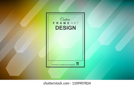 Abstract Geometric colorful background with high saturated gradients and different geometrical shape with frame template. Cover or Flyer layout with free space for text.