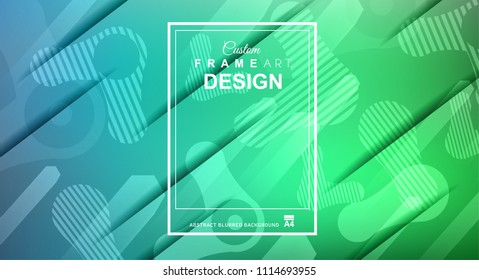 Abstract Geometric colorful background with high saturated gradients and different geometrical shape with frame template. Cover or Flyer layout with free space for text.