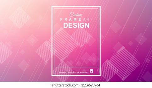 Abstract Geometric colorful background with high saturated gradients and different geometrical shape with frame template. Cover or Flyer layout with free space for text.