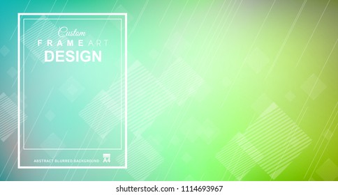 Abstract Geometric colorful background with high saturated gradients and different geometrical shape with frame template. Cover or Flyer layout with free space for text.