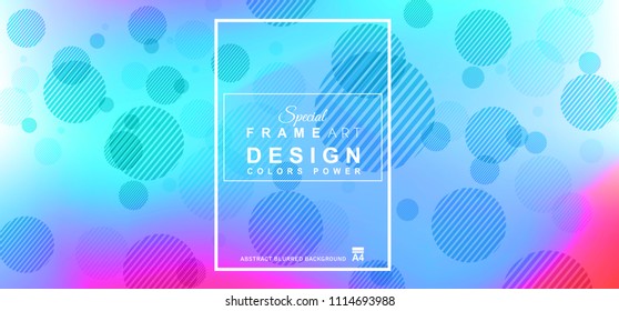 Abstract Geometric colorful background with high saturated gradients and different geometrical shape with frame template. Cover or Flyer layout with free space for text.