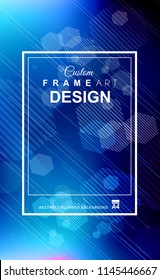Abstract Geometric colorful background with high saturated gradients and different geometrical shape with frame template. Cover or Flyer layout with free space for text.