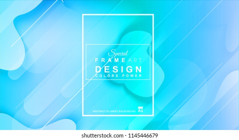 Abstract Geometric colorful background with high saturated gradients and different geometrical shape with frame template. Cover or Flyer layout with free space for text.