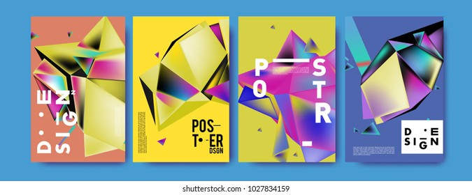 Abstract geometric colorful background for poster and cover design. Blue, yellow, red, orange, pink and green. Vector banner poster template in Eps10.