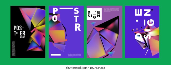 Abstract geometric colorful background for poster and cover design. Blue, yellow, red, orange, pink and green. Vector banner poster template in Eps10.