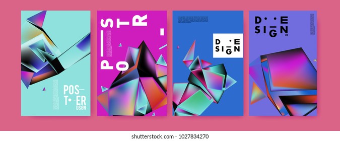 Abstract geometric colorful background for poster and cover design. Blue, yellow, red, orange, pink and green. Vector banner poster template in Eps10.