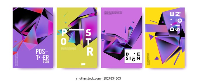 Abstract geometric colorful background for poster and cover design. Blue, yellow, red, orange, pink and green. Vector banner poster template in Eps10.