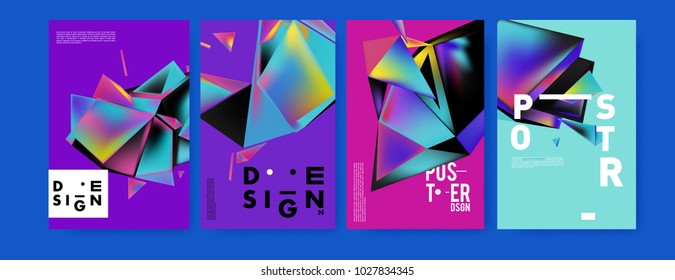Abstract geometric colorful background for poster and cover design. Blue, yellow, red, orange, pink and green. Vector banner poster template in Eps10.