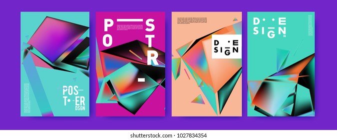 Abstract geometric colorful background for poster and cover design. Blue, yellow, red, orange, pink and green. Vector banner poster template in Eps10.