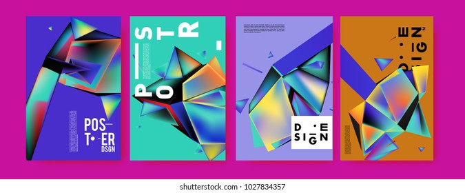 Abstract geometric colorful background for poster and cover design. Blue, yellow, red, orange, pink and green. Vector banner poster template in Eps10.