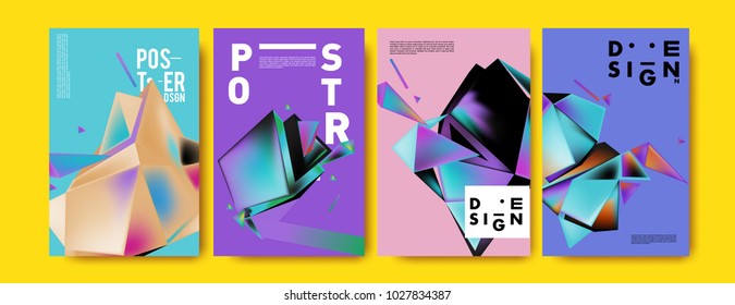 Abstract geometric colorful background for poster and cover design. Blue, yellow, red, orange, pink and green. Vector banner poster template in Eps10.