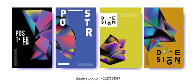 Abstract geometric colorful background for poster and cover design. Blue, yellow, red, orange, pink and green. Vector banner poster template in Eps10.