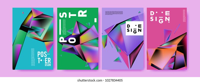 Abstract geometric colorful background for poster and cover design. Blue, yellow, red, orange, pink and green. Vector banner poster template in Eps10.
