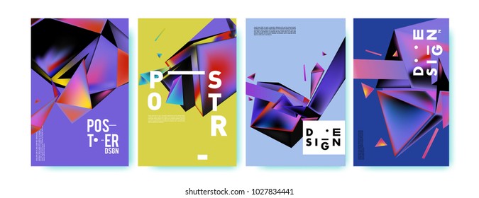 Abstract geometric colorful background for poster and cover design. Blue, yellow, red, orange, pink and green. Vector banner poster template in Eps10.