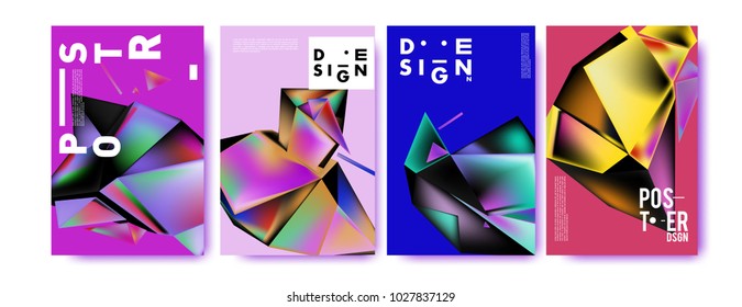 Abstract geometric colorful background for poster and cover design. Blue, yellow, red, orange, pink and green. Vector banner poster template in Eps10.