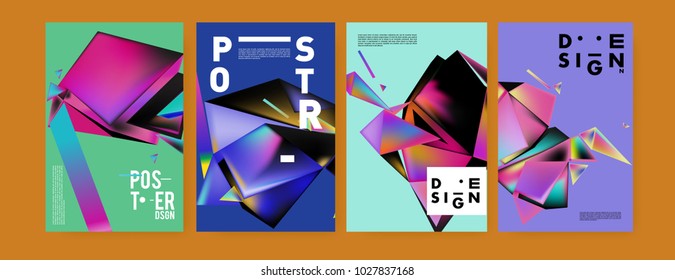 Abstract geometric colorful background for poster and cover design. Blue, yellow, red, orange, pink and green. Vector banner poster template in Eps10.