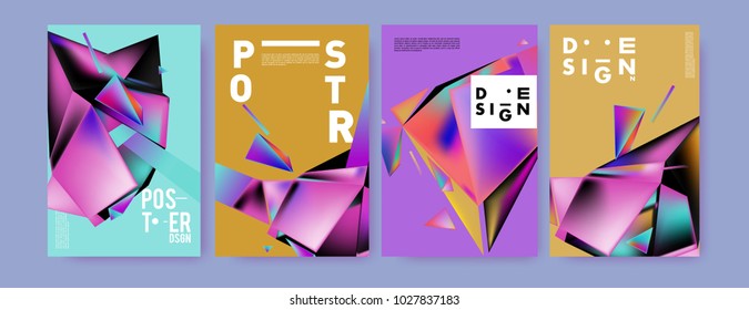 Abstract geometric colorful background for poster and cover design. Blue, yellow, red, orange, pink and green. Vector banner poster template in Eps10.