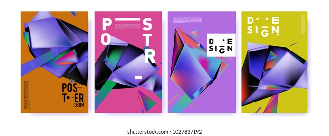 Abstract geometric colorful background for poster and cover design. Blue, yellow, red, orange, pink and green. Vector banner poster template in Eps10.