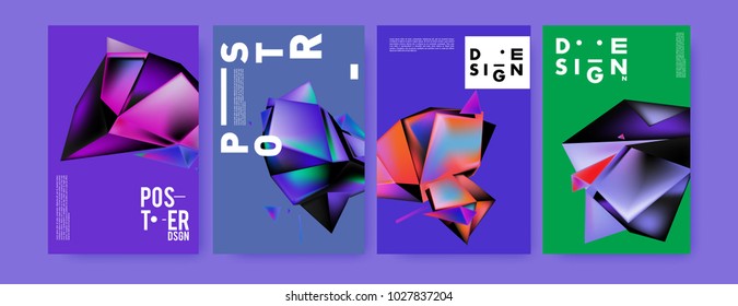 Abstract geometric colorful background for poster and cover design. Blue, yellow, red, orange, pink and green. Vector banner poster template in Eps10.