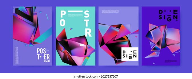 Abstract geometric colorful background for poster and cover design. Blue, yellow, red, orange, pink and green. Vector banner poster template in Eps10.