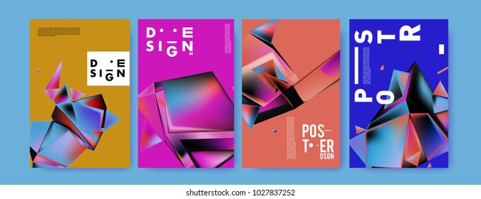 Abstract geometric colorful background for poster and cover design. Blue, yellow, red, orange, pink and green. Vector banner poster template in Eps10.